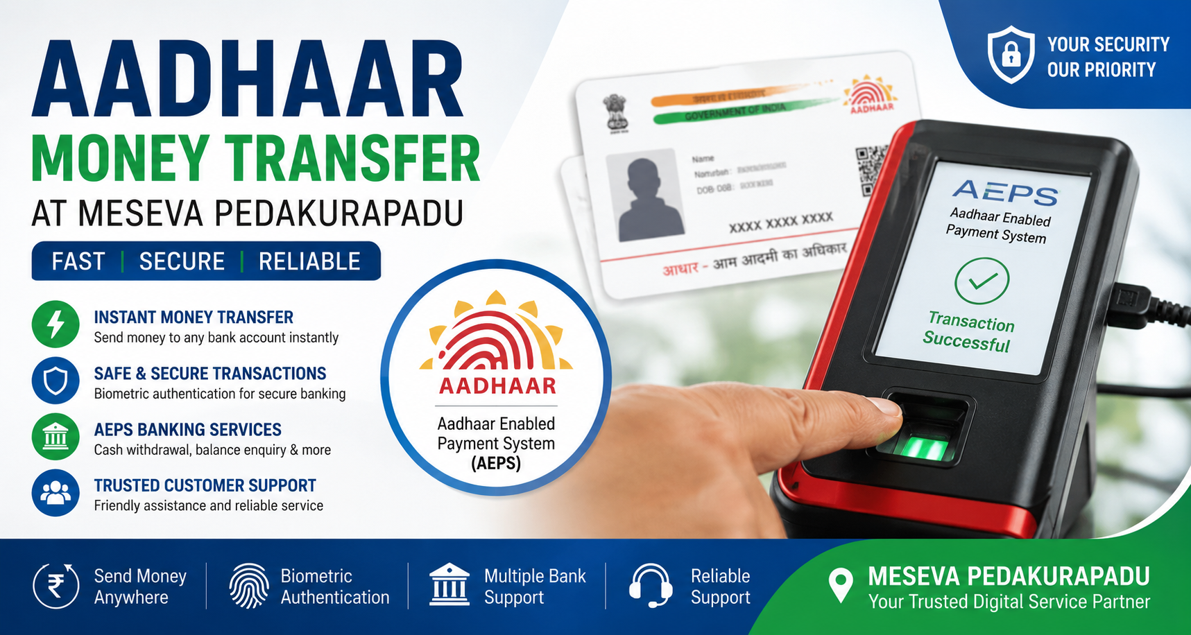 Aadhaar Money Transfer Services in Meeseva Pedakurapadu